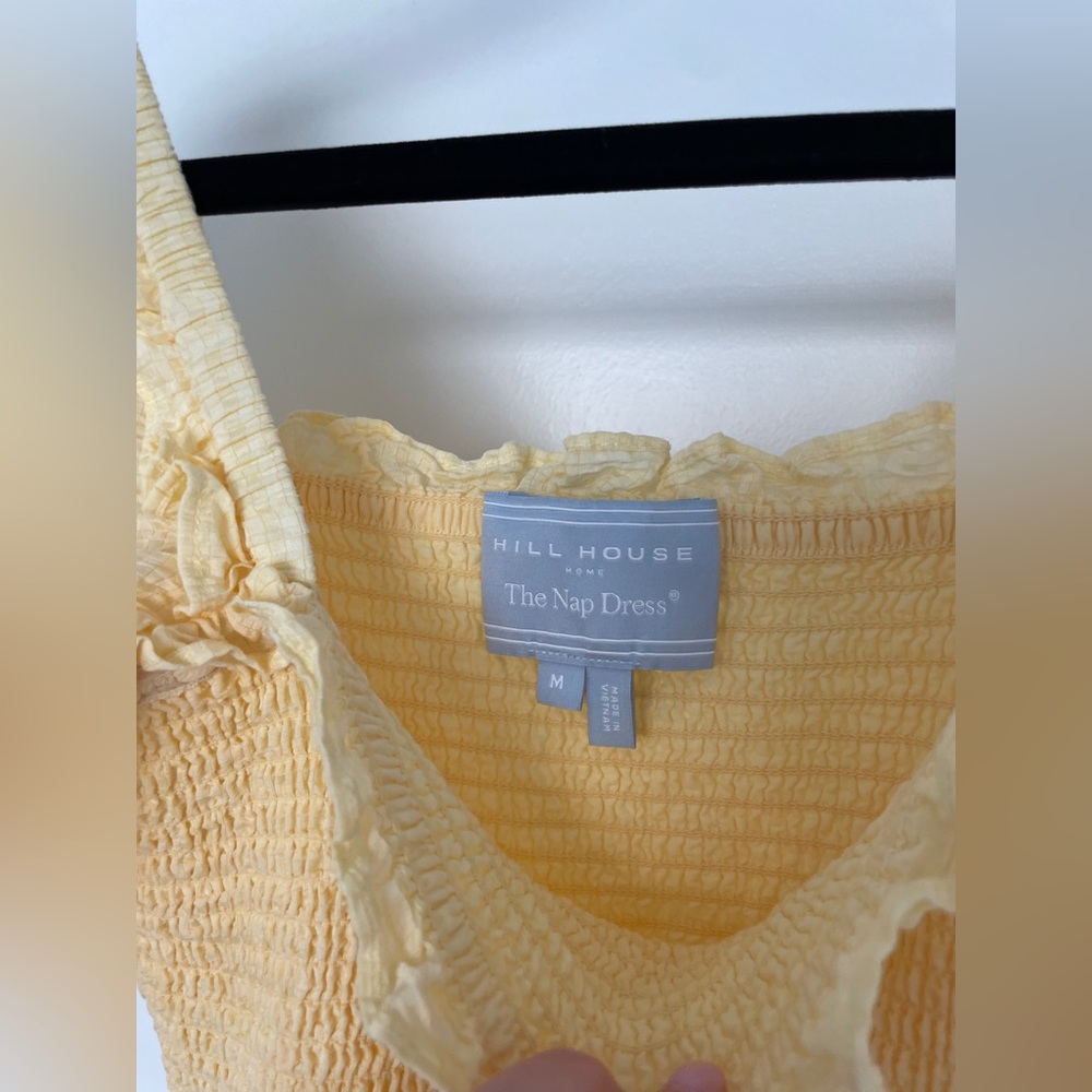 Hill House Scarlett Nap Dress Butter Yellow Tonal Seersucker Midi - Picture 11 of 12